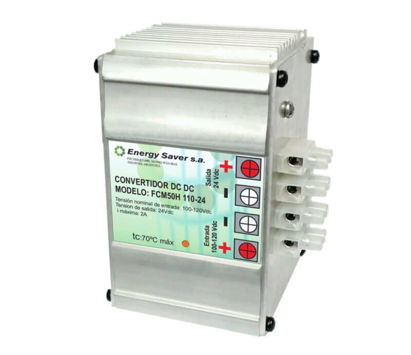 Convertidor 48Vcc a 24Vcc 1,5A 50W Gabinete Metalico