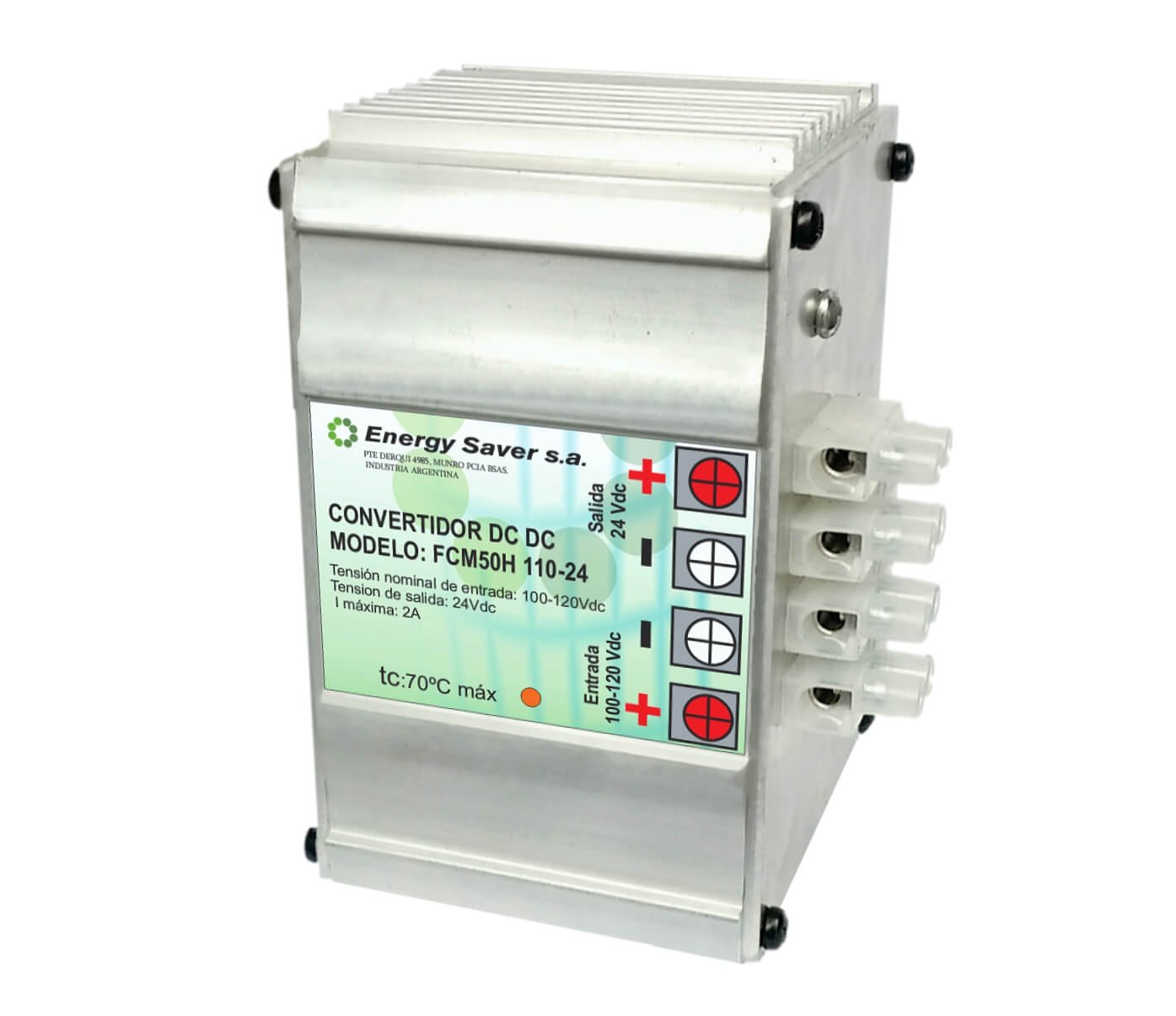 Convertidor 48Vcc a 12Vcc 3A 35W Industrial IP67 Gabinete Metalico Apto Vibraciones