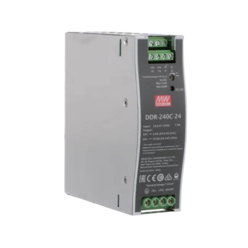 Convertidor Mean Well 16,8~33,6Vcc a 24V 10A 240W Industrial Gabinete Metalico Riel Din | DDR-240B-24