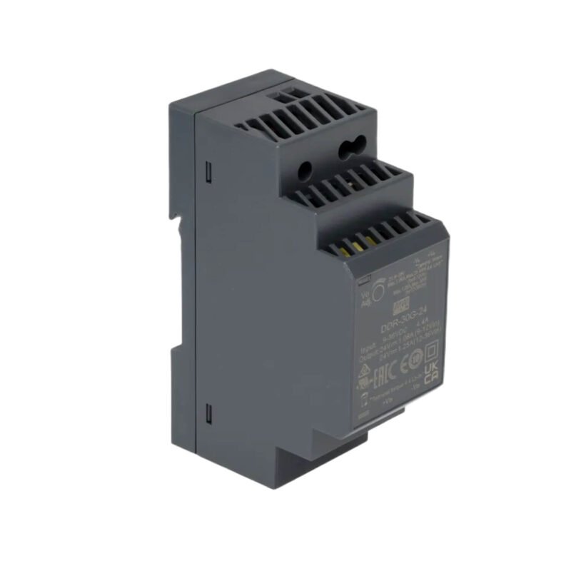 Convertidor Mean Well 18~75Vcc a 24V 1,25A 30W Industrial Gabinete Plastico Riel Din | DDR-30L-24