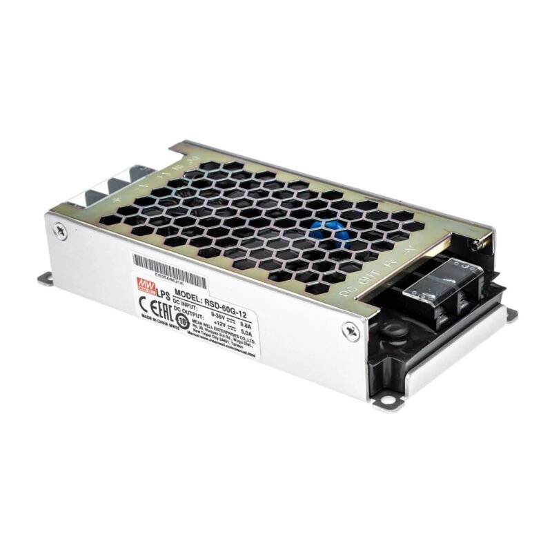 Convertidor Mean Well 18~72Vcc a 12V 5A 60W Industrial Gabinete Metalico Modular Apto Transporte | RSD-60L-12