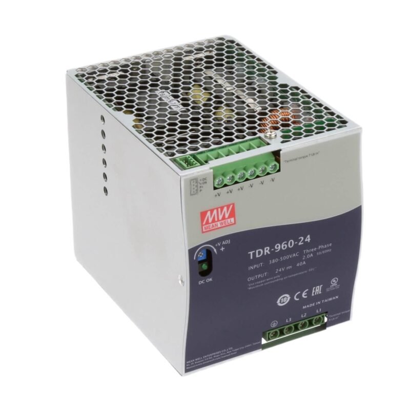 Fuente Switching Mean Well 48V 20A 960W Industrial PFC Trifasica Riel Din | TDR-960-48