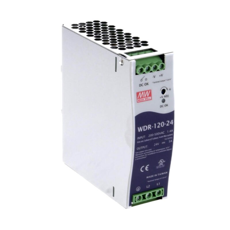 Fuente Switching Mean Well 24V 5A 120W Industrial Riel Din | WDR-120-24