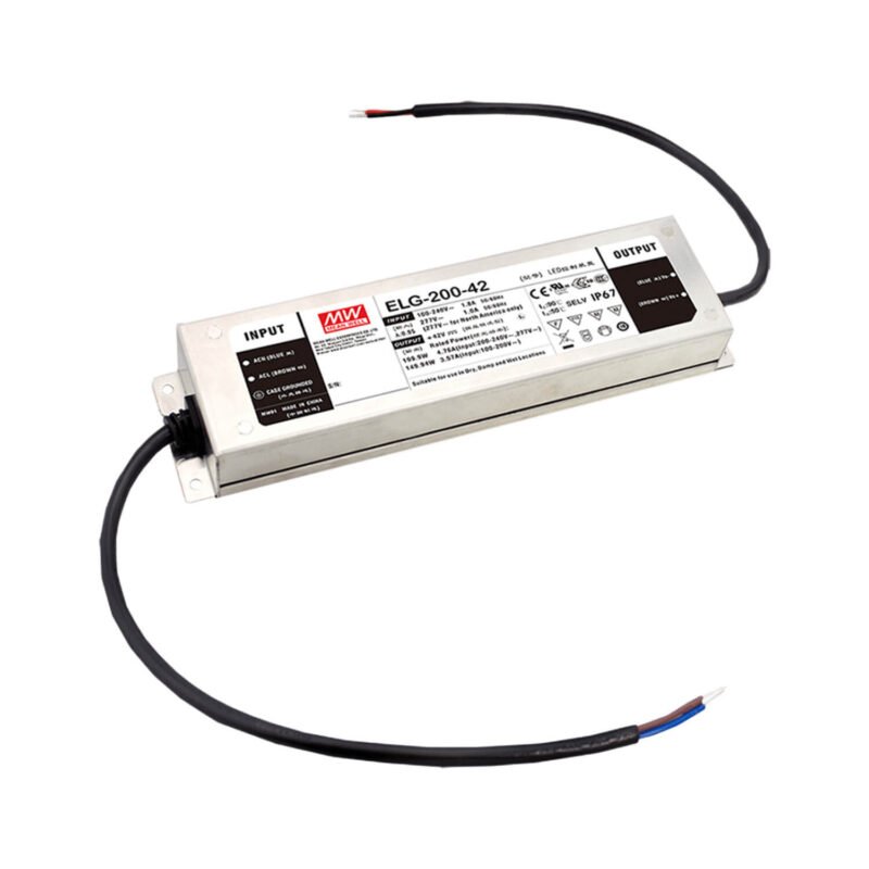 Driver LED Mean Well 54Vcc 3.72A 200.88W CV+CC Timer Dimming Metalico IP67 | ELG-200-54D2