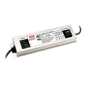Driver LED Mean Well 54Vcc 3.45A 186.3W CV+CC Metalico IP67 | HLG-185H-54