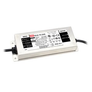 Driver LED Mean Well 12Vcc 5A 60W CV+CC Metalico IP67 | ELG-75-12