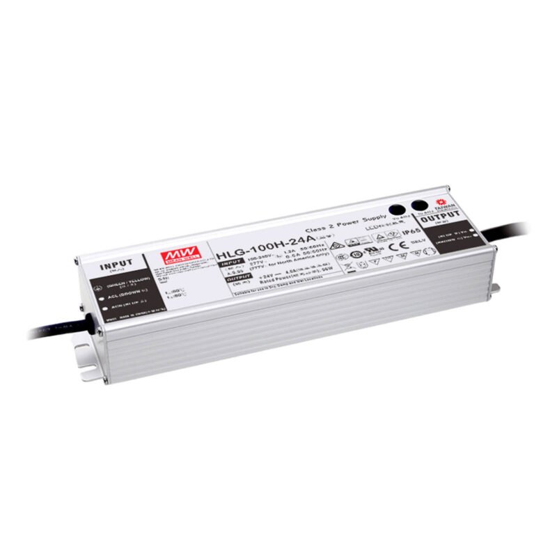 Driver LED Mean Well 54Vcc 1.77A 95.58W CV+CC Potenciometro Metalico IP65 | HLG-100H-54A
