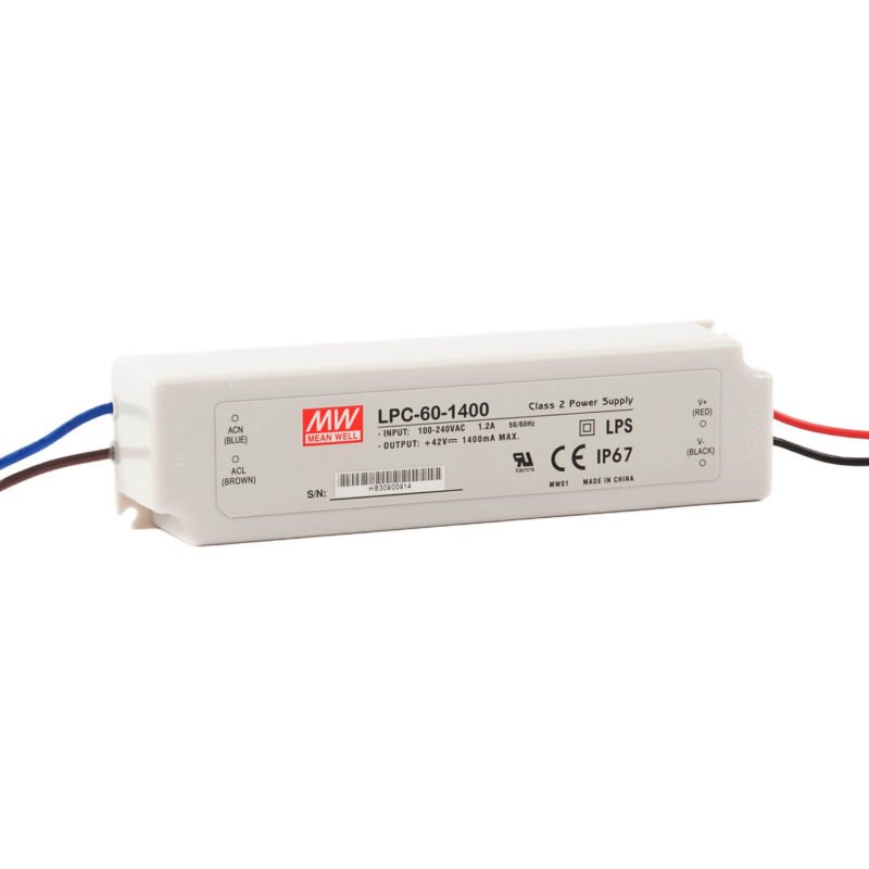 Fuente Switching Driver Led Mean Well 700mA 100.1W CC 72-143V Plastico IP67 | LPC-100-700