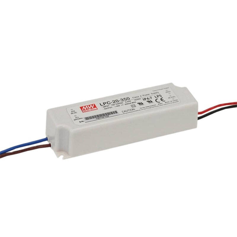 Fuente Switching Driver Led Mean Well 700mA 21W CC 9-30V Plastico IP67 | LPC-20-700