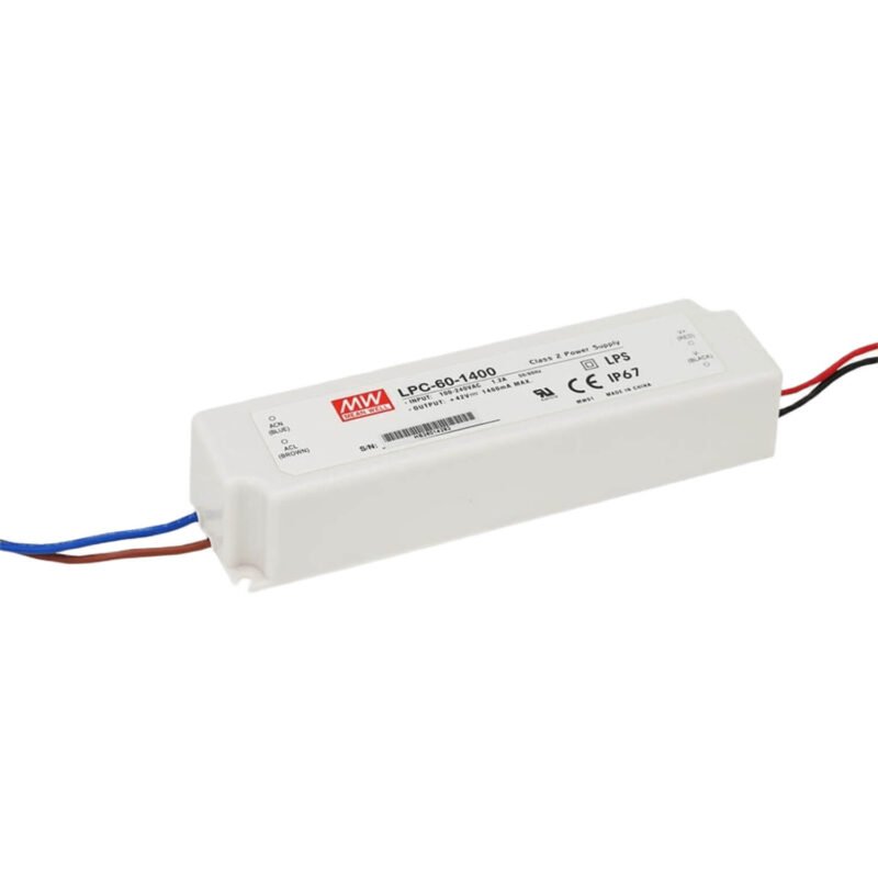 Fuente Switching Driver Led Mean Well 1750mA 59.5W CC 9-34V Plastico IP67 | LPC-60-1750